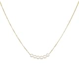 KEYUN Pearl Choker Necklaces for Women 18K Gold Plated Imitation Pearl Charm Necklace Simple Fashion Everyday Gold Jewelry for Women Six-Gold