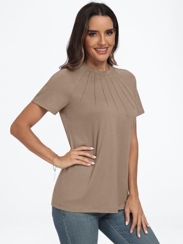 AUTOMET Womens Short Sleeve Shirts Business Casual Tops Summer Trendy Tshirts Dressy Tee Fashion Blouses Outfits 20253