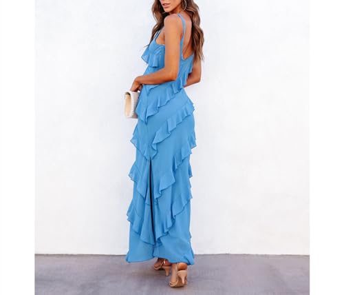 Image of Women Summer Elegant Sling Midi Ruched Bodycon Dress Solid Color Backless Slim Party Cocktail Dresses