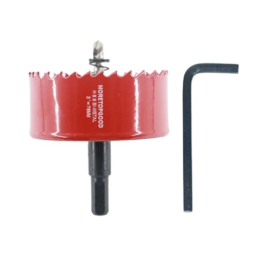 MORETOPGOOD 3 Inch/76mm Hole Saw with Arbor HSS Bi-Metal Hole Cutter for Wood Cornhole Boards Plastic Ceiling Drywall Fiberboard and Metal Sheet
