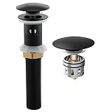 Yodel Faucet Matte Black Bathroom Sink Pop up Drain Stopper with Overflow for Vessel Lavatory Vanity