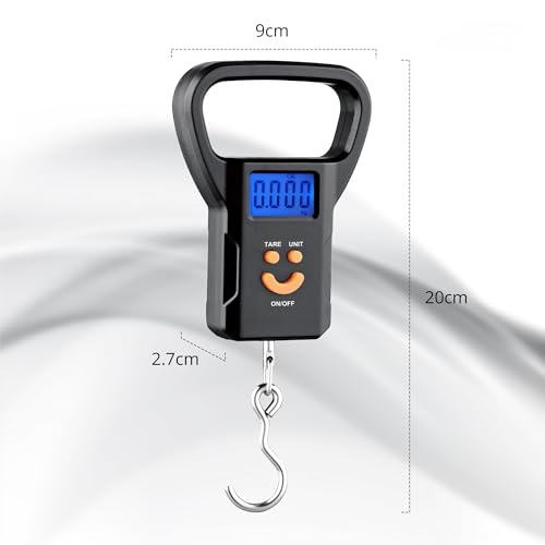 Image of iBELL LS520M Luggage Weighing Scale, Portable, 50 KG, Hook Type with Digital LED Screen, Tare Function, Auto Power off, Data Look Function, Over Load & Low battery Indicator (Black)