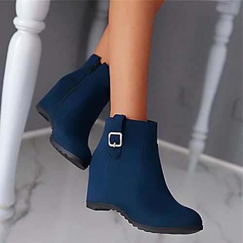 Bottines compensées en daim bleu confortables pour le bureau - 3