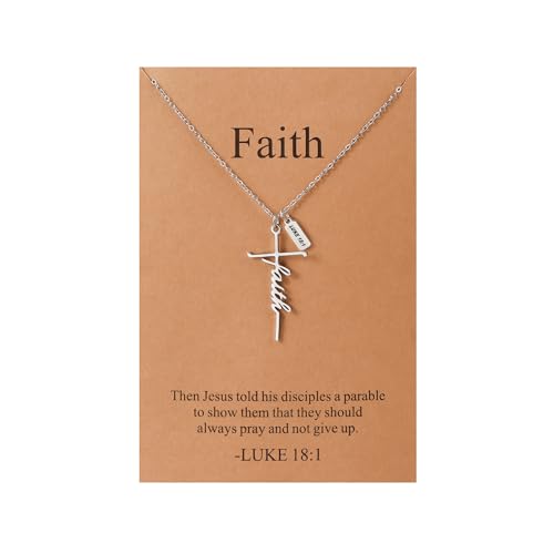 Lcherry Faith Cross Necklace for Women Bible Verse LUKE 18:1