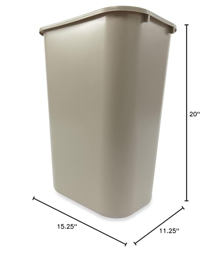 Image of Rubbermaid Commercial Products 41QT /10.25 GAL Wastebasket Trash Container, for Home /Office /Under Desk, Beige (FG295700BEIG) (Pack of 3)