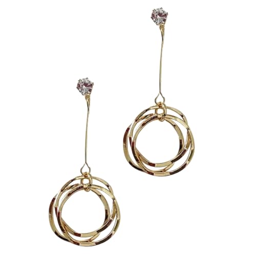 Bijoux femme boucles d'oreilles pendantes rondes et creuses dorées, style bohème