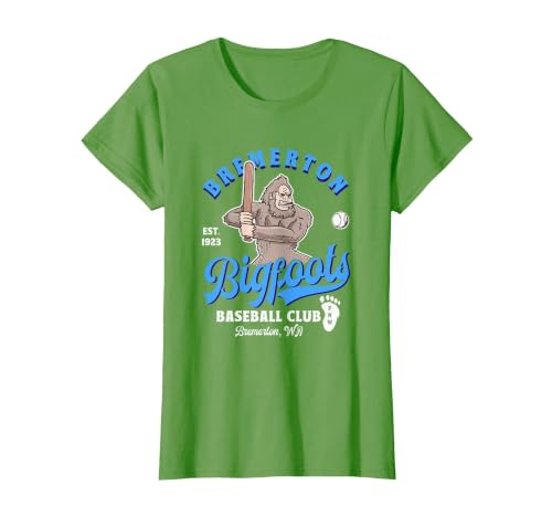 Funny Bigfoot Baseball Retro Minor League Baseball Team T-Shirt, Women, Grass Green, Large
