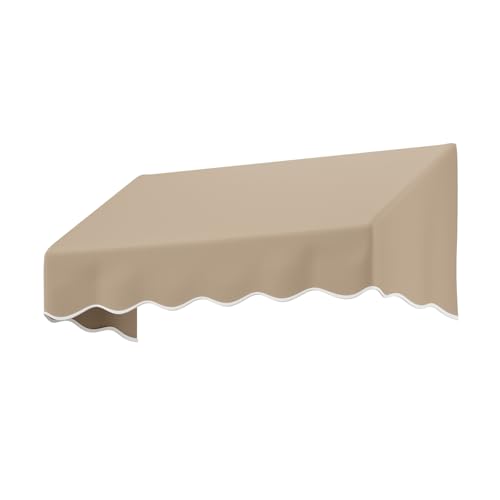 VINGLI 4x2 FT Outside Window Awning, Door Awnings for Sunshade & Waterproof, Patio Manual Retractable Awning for Door Entrance in Balcony, Backyard, Garden, Beige