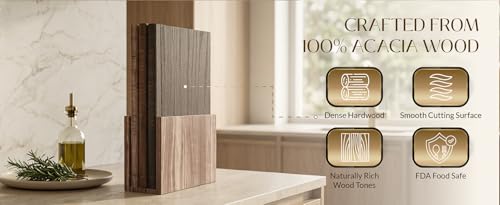 Set de 3 tablas de cortar de madera Acacia con base miniatura 6