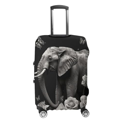 Elephant And Butterfly Luggage Cover Tsa Approved Suitcase Covers for Luggage Elastic Washable Suit Case Covers Anti-Scratch Travel Luggages Sleeve Suitcase Protector Fits 19-30 Inch Case(M)4