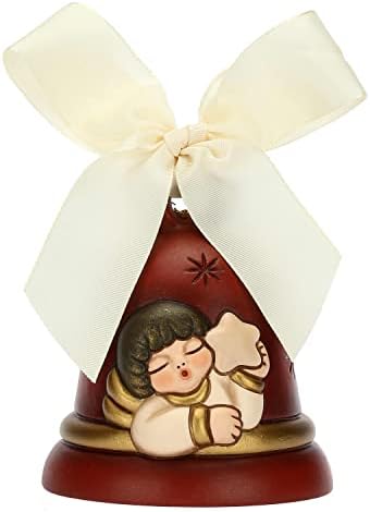 THUN – Limited Edition 2022 – Campanella Rossa in Ceramica Decorata a Mano con Iconico Angelo con Stella – Idea Regalo Natale 2022 – ø 7 cm, 8 cm h