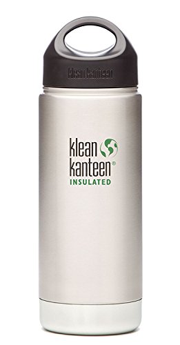 Klean Kanteen Wide Mouth 20 Ounce Insulated Stainless Steel Bottle with Leakproof Loop Cap - Brushed Stainless