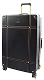 A1 FASHION GOODS Retro 8 Wheel Hard Shell Luggage Trunk Style Suitcases Travel Bags Archaic (Black, Large Size)