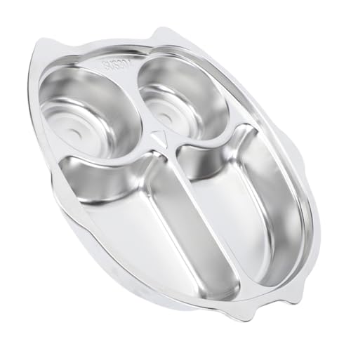 Toddmomy Cartoon Patterns Kids Plate Stainless Steel Divided Plate for Toddlers Kindergarten