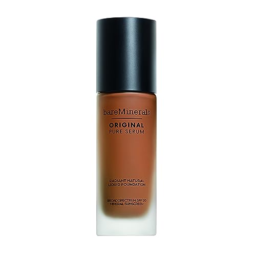 bareMinerals Original Pure Serum Radiant Natural Liquid Foundation Mineral SPF 20, Deep Warm 5, Vegan, Cruelty-Free & Dermatologist-Tested