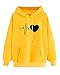 Yuson Girl Donna Felpa con Cappuccio con Tasche Modello di Cuore Cappotto Donna Invernale Autunno Elegante Lungo Cotone Hoodies Classico Felpa Outwear Tops Maglione Donna(Giallo, L)
