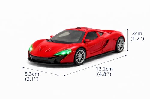 Image of Brand Conquer 1:36 Diecast Model Car with Openable Doors - Alloy Metal Toy Sports Car for Kids & Collectors, Highly Detailed Mini Vehicle for Play & Display (Mclaren 1:32 Red)