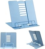 Faltbarer & verstellbarer Metall-Buchständer - Leseständer mit 6 Verstellbaren Positionen, Anti-Rutsch & Büroklammern für Kochbuch, Tablet, Lehrbuch, Noten | Für Küche, Büro, Schule (Hellblau)