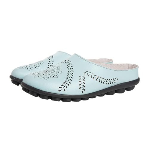 QXQYGRZ Retro Hollow Out Soft Leather for Women Shoes Breath
