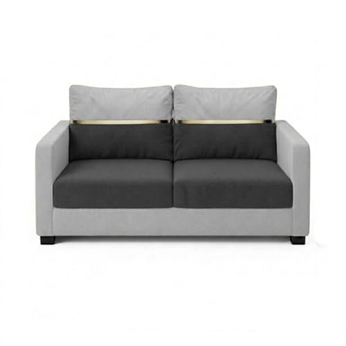 Image of FURNY Hedstor 3 Seater + 2 Seater Fabric Sofa Set (Light Gray-Dark Gray) with Velvet Finish | Durable Comfort | Ideal for Living Room