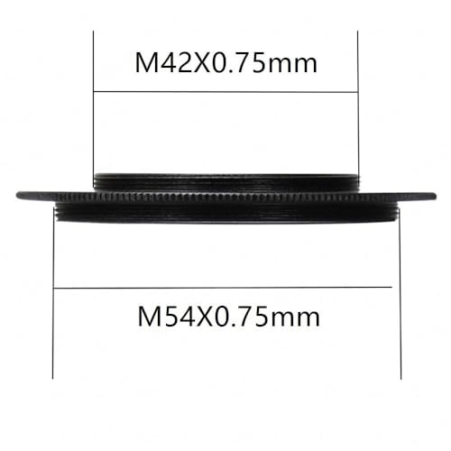 Adaptador M42 a M54 con rosca macho de 0.75 mm en metal negro para telescopios astronómicos 3