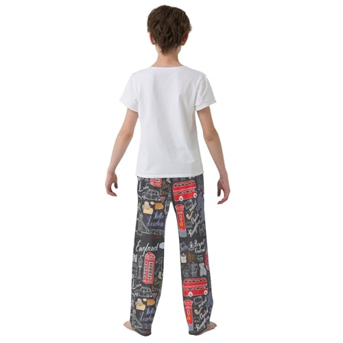 ZZXXB England Tower Bridge Boys Long Pants Soft Trousers Elastic Waist Kids Lounge Bottoms with Pockets S-XL3