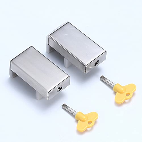 Spotact 2 Packs Verrou Cale Fenêtre Coulissante avec Clé Limiteur Cadre Porte Coulissante Réglable en Alliage D'aluminium Sécurité Antivol pour Sécurité Enfants pour L'école Dortoir Bureau Domicile