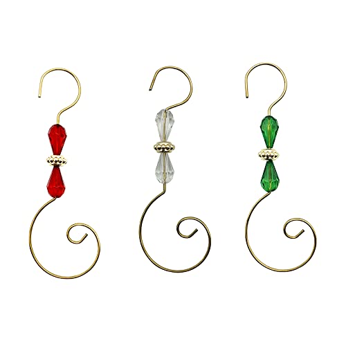 YUECHENG Acrylic Wire Ornament Hooks for Christmas - Gold, Clear (12), Red (12), Green (12) Pieces