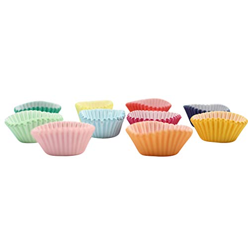 Cake Factory Mini Baking Cupcake & Muffin Liners Paper Cups 200 Liner Cases for Birthday Party Wedding Home Party Themed Event Charity and Special Occasions 2X Pastel Packets
