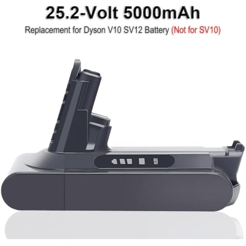 Image of Biswaye 25.2V 5.0Ah V10 Replacement Battery Compatible with Dyson Cyclone V10 SV12 Animal Absolute Allergy Cordless Vacuum, Rechargeable Lithium Ion with 2 Filters (NOT for V6 V7 V8 V11 V12 Vacuums)