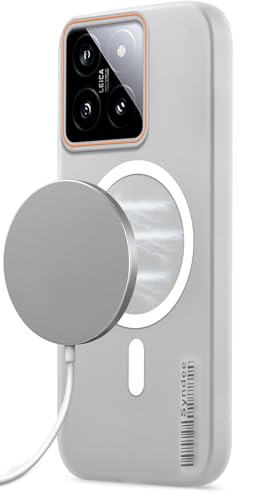 Image of Mr. Case Back Cover for Xiaomi 14 5G Sleek Frosted Translucent Back Only Compatible with Wireless Magnetic Accessories | Anti-Scratch Shockproof Phone Case - White