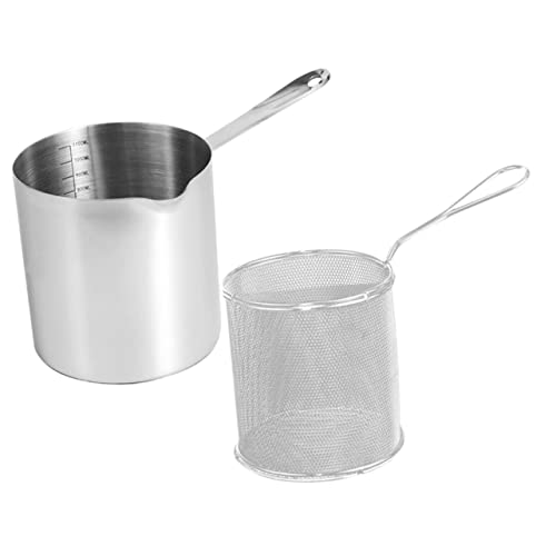 PHENOFICE Stainless Steel Deep Frying Pot Mini Deep Fryer Basket Cooking Pot Frying Basket Lightweight
