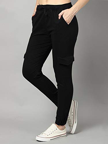 Image of dockstreet Girls /Women Cargo Joggers in Pure Thick Hosiery Soft Cottonfor a Relaxed Feel /Multipurpose in Their use for Athletic, Casual, Everyday wear and Suitable for All Seasons
