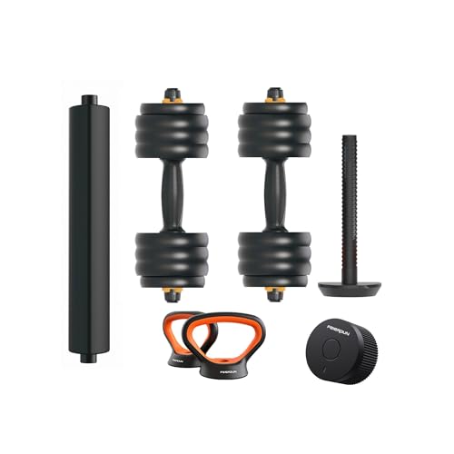 KSIX smart your tech Fed Kit Mancuernas V2 40 Kg conectadas App Feier, Barra y Pesa Rusa + Sensor Inteligente, Modulables, Multifunción, Empuñadura ergonómica