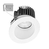 Maxxima 4' Canless Sloped Recessed Anti-Glare LED Downlight, For Sloped Ceilings, 1000 Lumens, IC Rated, 5 Color Temperature Selectable 2700K/3000K/3500K/4000K/5000K, Dimmable, Round White Trim 90 CRI