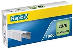 Rapid 23/6mm Standard Staples, For Stapling up to 20 Sheets, Use with Heavy Duty Staplers, Galvanised Wire, Box of 1000, 24869100