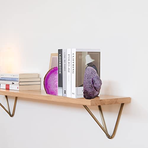 Agate Geode Bookends Dyed Pink 4-5 Lbs Large Stone Bookends 1 Pair Decorative Bookends For Shelves #TOP5