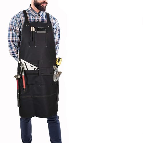 Premium Apron for Blacksmith, Woodworking, Ironworker - Wide Comfortable Straps with Adjustable Back, Quick Release Buckle, Metal Tape & Hammer Holders, Breathable Heavy Duty Canvas Apron, Gift Set