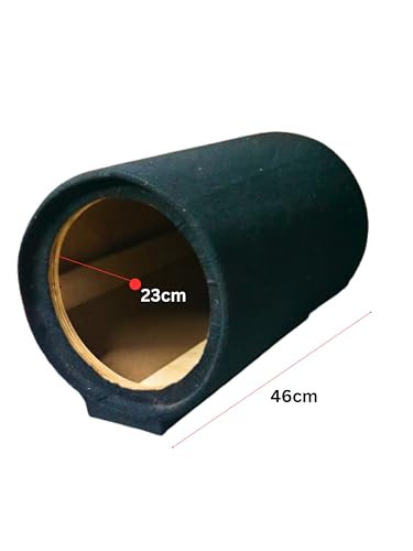 Image of 10-inch Empty Subwoofer Box, Wooden Cabinet Cylinder Shape with Airhole Pipe, 10-inch Black Subwoofer Box