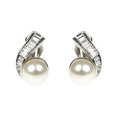 Kenneth Jay Lane Crystal & Cultura Pearl Ball Clip Earrings