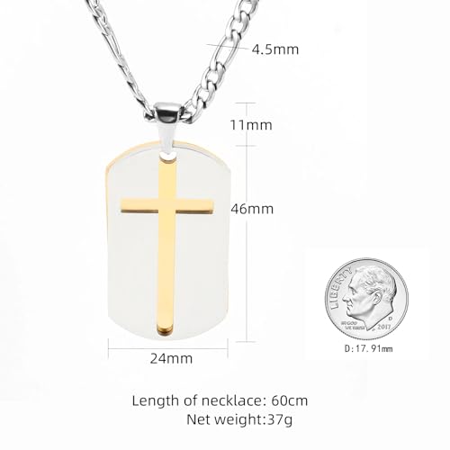 Chaîne en acier inoxydable avec pendentif croix creuse couleur or et argent - 2