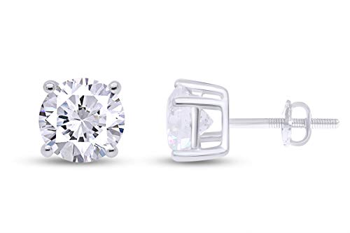 Certified 1 3 CT Round Lab Grown Diamond Solitaire Stud Earrings 10k Solid White Gold (I-J Color, VS-SI Clarity, 0.33 Cttw)
