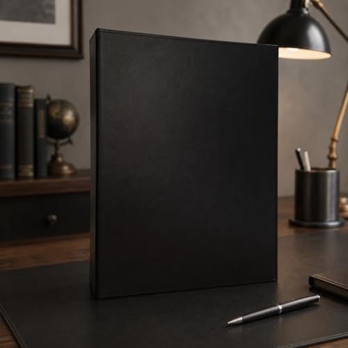Classeur Cuir noir haute maroquinerie pour protéger durablement vos documents A4 - 6