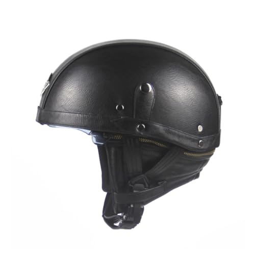 Casco abierto de motocicleta retro en cuero y ABS para adulto en scooter 5