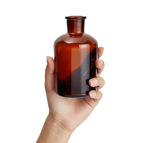 6 Pack Small Glass Vases For Centerpieces, Amber 7.5 Oz Propagation Jars For Flowers, Table Centerpieces, Apothecary, Home Decor (2.8 X 5 In) #TOP5