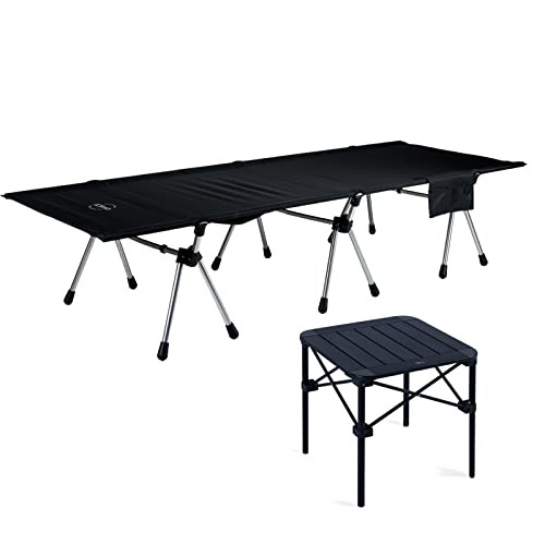 Iclimb 1 Folding Stable Square Table And 1 Two Heights Super Easy Assemble Cot Bundle For Single Person Camping Glamping Picnic Backyards #TOP19
