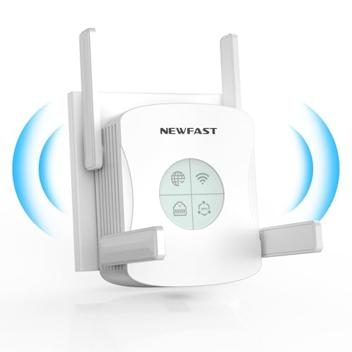 NEWFAST AX1800 WiFi 6 Range Extender,Dual Band WiFi Repeater Signal Booster with Gigabit Ethernet Port, 2.4G&5.8G WiFi Extender Signal Booster for Home with 4 Antenna,AP Mode,Quick Setup (NF-RE553)