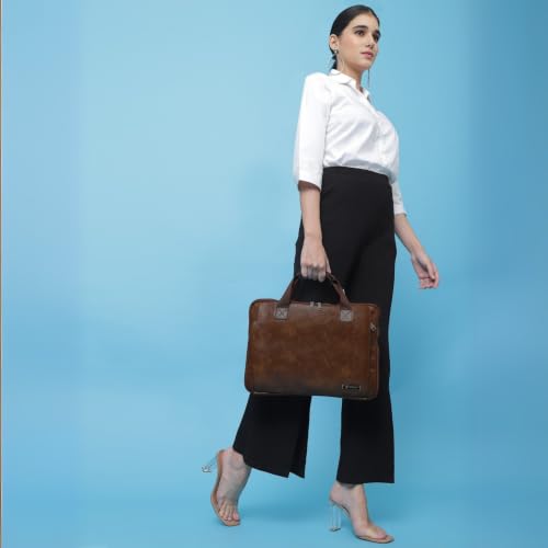 Image of VISMIINTREND Laptop Briefcase Messenger Shoulder Office Hand Bags for Men Women | Fits 13 inch /14 inch /15.6 Inch Laptops, Macbook | Vegan Leather | Corporate Gifts