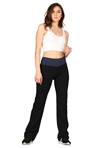 Lildy Women’s Cotton Blend Yoga Pants, High Waistband