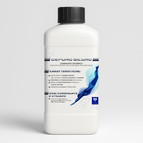 Depuro Sicuro Svernante Piscina, Trattamento Anti Gelo, Conservazione Acqua Cristallina, Protezione Invernale Contro Alghe e Calcare